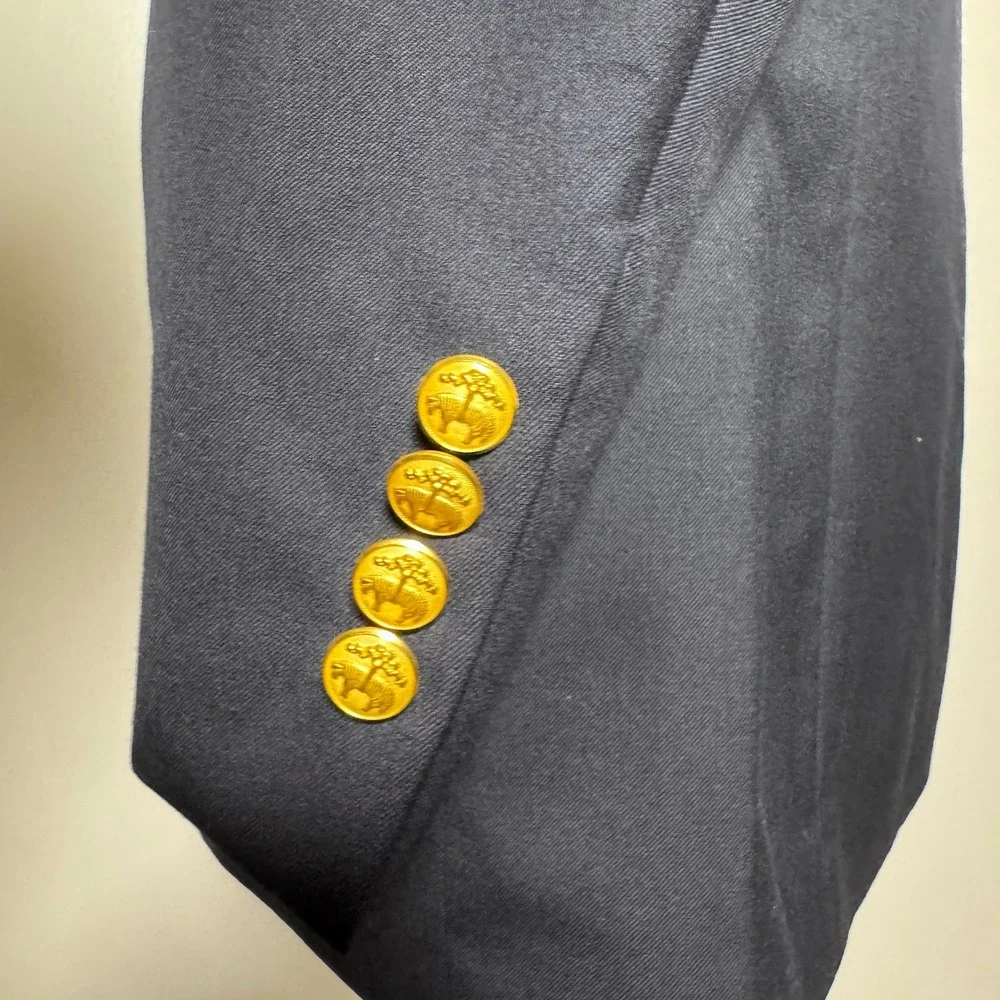 Brooks Brothers Blazer Mens 40R Navy Blue Solid Gold Crest Buttons Wool 346 - Picture 3 of 6